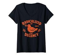 Donna Radicalized by Basic Decency Peace Dove Equality Protest Maglietta con Collo a V