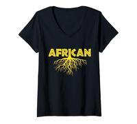 Donna Radici africane Maglietta con Collo a V