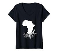 Donna Radici africane Maglietta con Collo a V