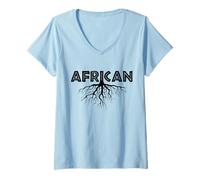 Donna Radici africane Maglietta con Collo a V