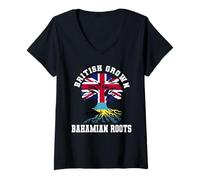 Donna Radici delle Bahamas coltivate nel Regno Unito Patrimonio delle Bahamas Maglietta con Collo a V