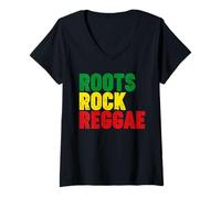 Donna Radici Rock Reggae Maglietta con Collo a V