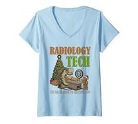 Donna Radiologia Natale Gingerbread X-Ray Tech Xmas Lab Maglietta con Collo a V