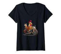 Donna Raffreddare Il Motore di Moto con Questo Costume da Pollo Rocker Maglietta con Collo a V
