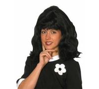 Donna Ragazza Bambina 60's 70's Parrucca Lungo Cantante Nero Bouffant Hair Stile