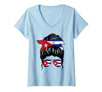 Donna Ragazza cubana Cuba Bandiera cubana Orgogliosa donna cubana Maglietta con Collo a V