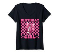 Donna Ragazza di compleanno American Football Girl Maglietta con Collo a V