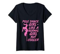 Donna Ragazza di Pole Dance Come Una Ragazza Normale ma Rosa più Fresca Maglietta con Collo a V