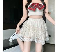 Donna Ragazza Pizzo Sottoveste Gonna Mini Tutu a Strati Lolita Irregolare a-Line