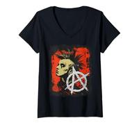 Donna Ragazza Punk Rock Maglietta con Collo a V