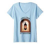 Donna Ragazza Viaggio St. Augustine Girls Travel Crew Florida Besties Maglietta con Collo a V