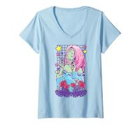 Donna Ragazza Zombie Goth Pastello Maglietta con Collo a V