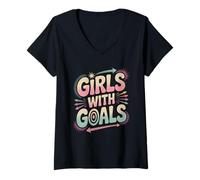 Donna Ragazze con obiettivi Donne Empowerment Uguaglianza delle Donne Maglietta con Collo a V