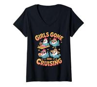 Donna Ragazze Gone Cruising 2026 Crociera di Pollo Vacanza Maglietta con Collo a V