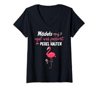 Donna Ragazze Pegel tengono Mallorca Flamingo Saufurlaub Maglietta con Collo a V