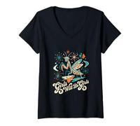 Donna Ragazze Saranno Ragazze Pregare Mantide Retro Mid Century Maglietta con Collo a V