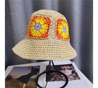 Donna Ragazze Uncinetto Cappello da Pescatore Sole Floppy Largo Falda Paglia