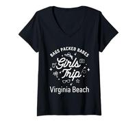 Donna Ragazze Viaggio Babes Vacanza Viaggio Virginia Beach Maglietta con Collo a V