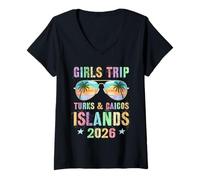 Donna Ragazze Vintage Viaggio TURCHI & Isole Caicos 2026 Viaggio Maglietta con Collo a V