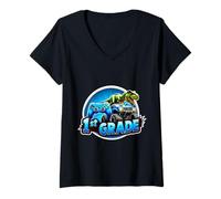 Donna Ragazzi 1 ° grado Back To School Gaming Controller T-rex Truck Maglietta con Collo a V