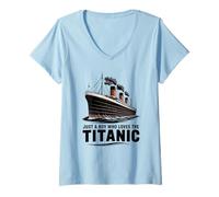 Donna Ragazzi Che Amano Il Titanic RMS Maglietta con Collo a V