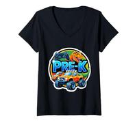 Donna Ragazzi Pre-K Back To School Gaming Controller T-rex Truck Maglietta con Collo a V