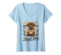 Donna Ragazzo Locale Cane da Caccia Labrador Caccia All'anatra Maglietta con Collo a V