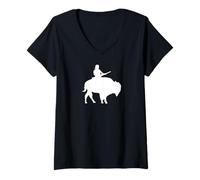 Donna Ragazzo su Un Buffalo Silhouette Maglietta con Collo a V