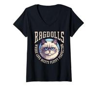 Donna Ragdolls Where Love Meets Fluffy Perfection Cat Lover Owner Maglietta con Collo a V