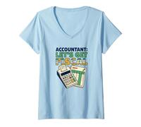 Donna Ragioniere Let's Get Fiscal Funny Cpa Tax Pun Design Maglietta con Collo a V