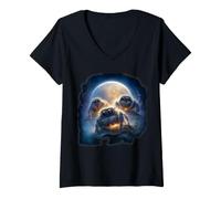 Donna Ragni saltatori Kawaii Chibi Ragni Ragno Anime Luna Piena Maglietta con Collo a V