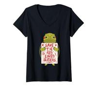 Donna Ragno dalle Orecchie Rosse Save The Red Eared Slider Maglietta con Collo a V