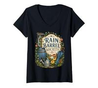 Donna Rain Barrel Society Cottagecore Garden Maglietta con Collo a V