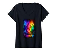 Donna Rainbow Crystal Cavern Fantasy Paesaggio Sogno Color Maglietta con Collo a V