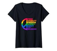 Donna Rainbow Peace Pride visibilità libertà Rispetto Maglietta con Collo a V