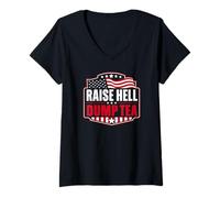 Donna Raise Hell Dump Tea Party Divertente 4 luglio Maglietta con Collo a V