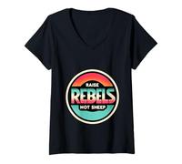 Donna Raise Rebels Not Sheep Motivazione indipendente |---- Maglietta con Collo a V