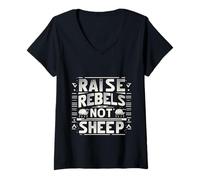 Donna Raise Rebels Not Sheep Motivazione indipendente |----- Maglietta con Collo a V