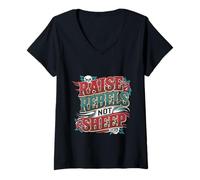 Donna Raise Rebels Not Sheep Motivazione indipendente ------ Maglietta con Collo a V