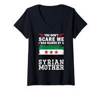 Donna Raised by a Syrian Mother Mother's Day New Syria Flag Maglietta con Collo a V