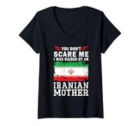 Donna Raised by an Iranian Mother Mother's Day Iran Flag Maglietta con Collo a V
