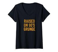 Donna Raised On 90s Grunge Vintage Alternative Rock Design Maglietta con Collo a V