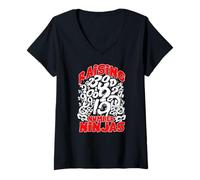 Donna RAISING NUMBER NINJAS Maglietta con Collo a V