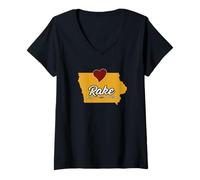 Donna RAKE - IOWA | IA USA Città - Cute Souvenir - US City State - Maglietta con Collo a V