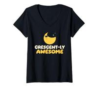 Donna Ramadan Eid Bambini Crescently Awesome Luna Occhiali Sole Maglietta con Collo a V