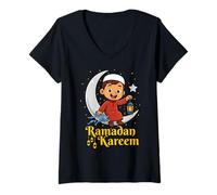 Donna Ramadan Kareem Kids Ramadan Month Islam Arabo Islamico Maglietta con Collo a V