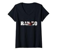Donna Rambo Arco Composto Primo Sangue Parte II Maglietta con Collo a V