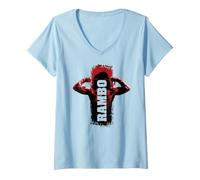 Donna Rambo III - Fascia per Capelli Stallone Film Maglietta con Collo a V