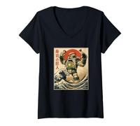 Donna Ramen Kaiju Monster Giapponese Amante Birthday Maglietta con Collo a V