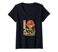 Donna Ramen Kaiju Monster Giapponese Amante Birthday Maglietta con Collo a V